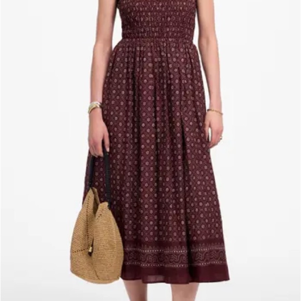 Madewell Burgundy Patterned Midi Melody Dress XS